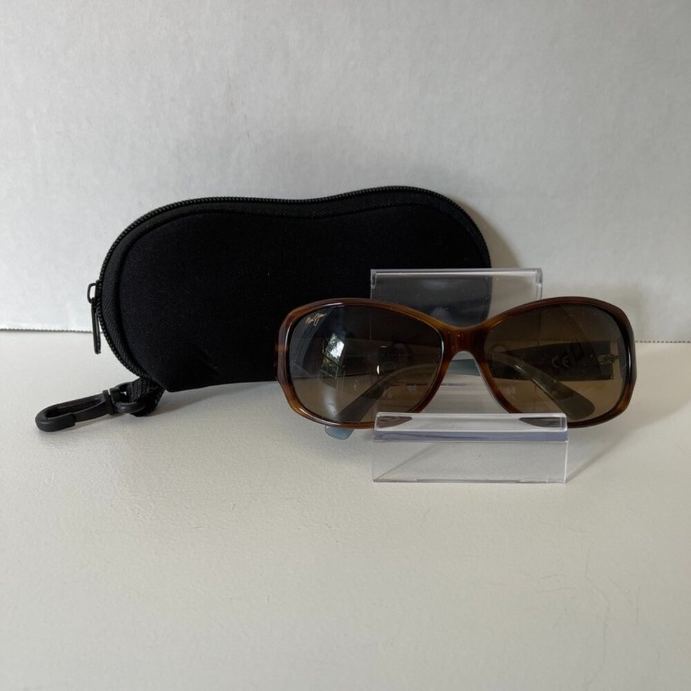 Maui Jim Sunglasses MJ295-03T Nalani Brown Woodgrain Blue Frames HCL Bronze Lens